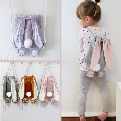 🎁Free Personalization🎁Personalized Rabbit Drawstring Bag - Easter Drawstring Backpack - Easter Basket